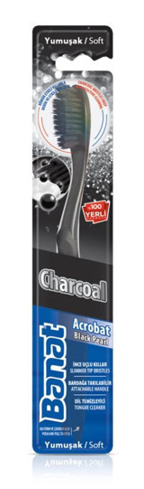 Banat Acrobat Charcoal Black Pearl Yumuşak Manuel Diş Fırçası Siyah