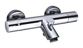 Fause KTB101 Pirinç Çift Delikli Çevirmeli Yarı Ankastre Kare Banyo Bataryası Gümüş