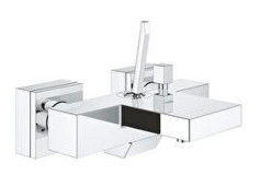 Grohe Eurocube 23666000 Metal Çift Delikli Aç Kapa Yarı Ankastre Kare Banyo Bataryası Gümüş