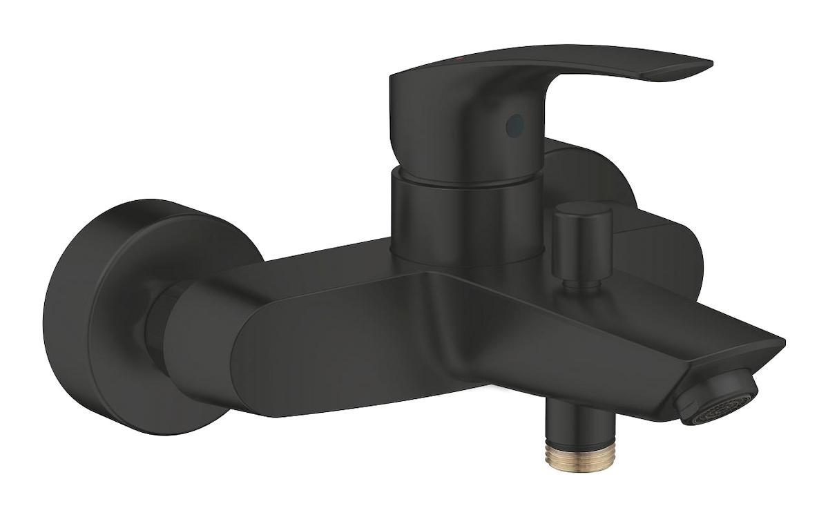 Grohe Eurosmart 333002433 Krom Çift Delikli Aç Kapa Yarı Ankastre Kare Banyo Bataryası Siyah