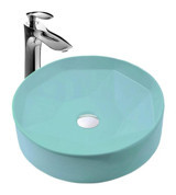 Paluci Diamond Tekli 44 cm Porselen Yuvarlak Lavabo Turkuaz