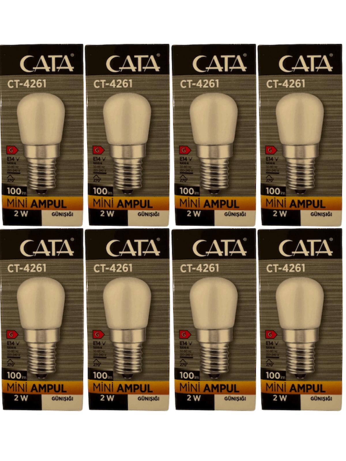 Cata CT-4261 2 W Tasarruflu Sarı E14 Armut Led Ampul 8 Adet
