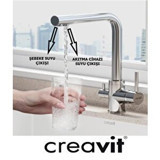 Creavit Dw8700 Arıtmalı Kuğu Çift Girişli Aç Kapa Eviye Bataryası Gümüş
