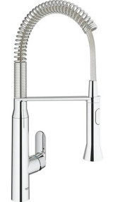 Grohe K7-31379000 Spiralli Çift Girişli Aç Kapa Eviye Bataryası Gümüş