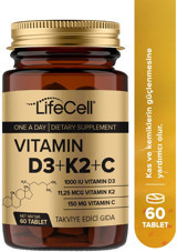 Lifecell Vitamin D3 + K2 + C Aromasız Yetişkin Vitamin 60 Tablet