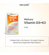 Wellcare Vitamin D3-K2 Aromasız Yetişkin Vitamin 12 ml