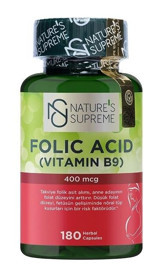 Nature'S Supreme Folic Acid Aromasız Yetişkin Vitamin 180 Kapsül