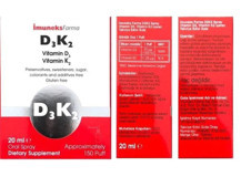 Imuneks D3K2 Aromasız Yetişkin Vitamin 20 ml
