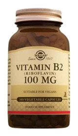 Solgar Vitamin B2 Riboflavin Aromasız Yetişkin Vitamin 100 Kapsül