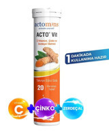 Acto Vitamin C Portakal - Zerdeçal Yetişkin Vitamin 20 Tablet