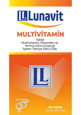 Lunavit Multivitamin Aromasız Yetişkin Vitamin 30 Tablet