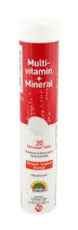 Sunlife Multivitamin Mineral Efervesan greyfurt - Portakal Yetişkin Vitamin 20 Tablet