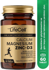Lifecell Calcium Magnesium Zinc + D3 Aromasız Yetişkin Vitamin 60 Tablet