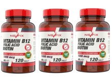 Nevfix B12 Folic Acid Biotin Aromasız Yetişkin Vitamin 3x120 Tablet