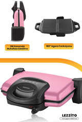 Goldmaster Lezzito 6 Dilim Granit Çıkartılabilir Plaka Çift Taraflı 1750 W Izgaralı Pembe Tost Makinesi