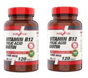 Nevfix B12 Folic Acid Biotin Aromasız Yetişkin Vitamin 2x120 Tablet