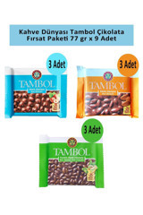 Kahve Dünyası Tambol Antep Fıstıklı Bademli Fındıklı Çikolata 9x77 gr