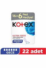 Kotex Ultra Dev Eko Organik Antialerjik Orta Gece 22'li Hijyenik Ped 1 Adet