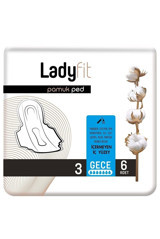Lady Fit Pamuk Organik Antialerjik Orta Gece 6'lı Hijyenik Ped 1 Adet