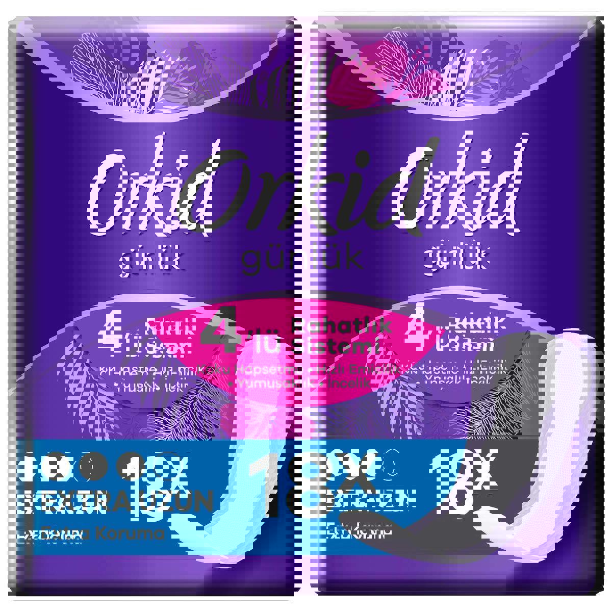 Orkid 4'lü Rahatlık Sistemi 18'li Uzun Günlük Ped