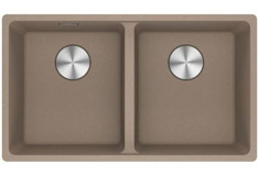Franke MRG 120-35-35 Oyster 433 mm Damlalıksız Tezgah Altı Çift Gözlü Dikdörtgen Sağ-Sol Granit Eviye Kahverengi