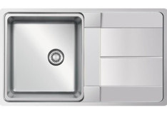 Ukinox Likya 86 Polısajlı 504 mm Damlalıklı Tezgah Üstü Tek Gözlü Dikdörtgen Sağ Paslanmaz Çelik Eviye Gri