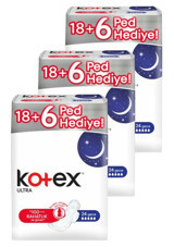 Kotex Organik Antialerjik Orta Gece 24'lü Hijyenik Ped 3 Adet