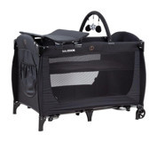 Babydoor 2051 Place Alüminyum 20 kg Kapasiteli Taşınabilir Ara Katlı 110x70 cm Sallanan Park Yatak Siyah