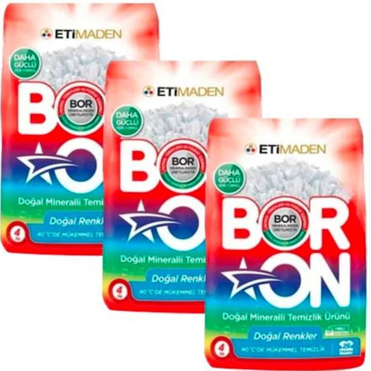 Boron Doğal Mineralli Renkliler İçin 78 Yıkama Toz Deterjan 3x4 kg