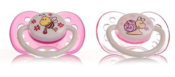 Baby Plus YP-210230 0-6 Ay Kiraz Uçlu Damaklı Silikon 2'li Emzik Şeffaf Pembe