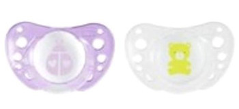 Chicco Physioforma Air 0-6 Ay Ortodontik Damaklı Silikon 2'li Emzik Beyaz-Lila