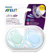 Philips Avent Ultra Air 0-6 Ay Delikli Kiraz Uçlu Silikon 2'li Emzik Mavi