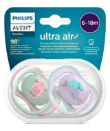 Philips Avent Ultra Air 6-18 Ay+ Kiraz Uçlu Silikon 2'li Emzik Şeffaf