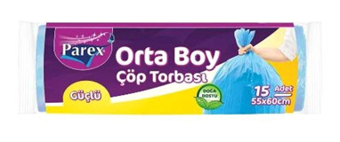 Parex Orta Boy 55x60 cm Çöp Poşeti 6x15 Adet Mavi
