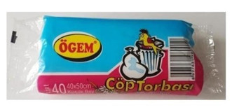 Lixo Büzgülü Şeffaf Küçük Boy 40x50 cm Çöp Poşeti 40 Adet