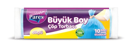 Parex Büyük Boy 65x80 cm Çöp Poşeti 10 Adet Mavi