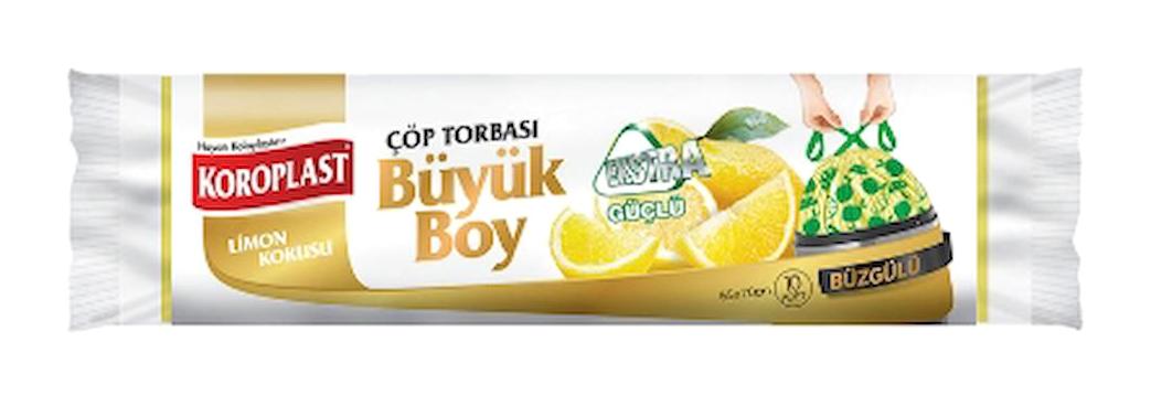 Koroplast Limon Kokulu Büzgülü Büyük Boy 65x70 cm Çöp Poşeti 4x10 Adet Sarı