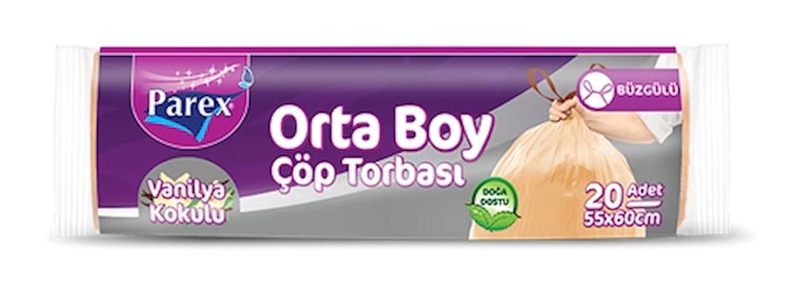 Parex Vanilya Kokulu Büzgülü Orta Boy 55x60 cm Çöp Poşeti 24x20 Adet Turuncu