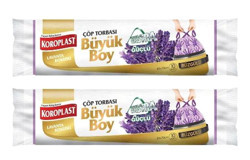 Koroplast Lavanta Kokulu Büzgülü Büyük Boy 65x70 cm Çöp Poşeti 2x10 Adet Mor