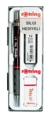 Rotring Tikky Silgili Plastik Metalik Bordo 0.7 mm Uçlu Versatil Kalem Seti