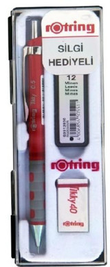 Rotring Tikky Silgili Plastik Neon Kırmızı 0.5 mm Uçlu Versatil Kalem Seti
