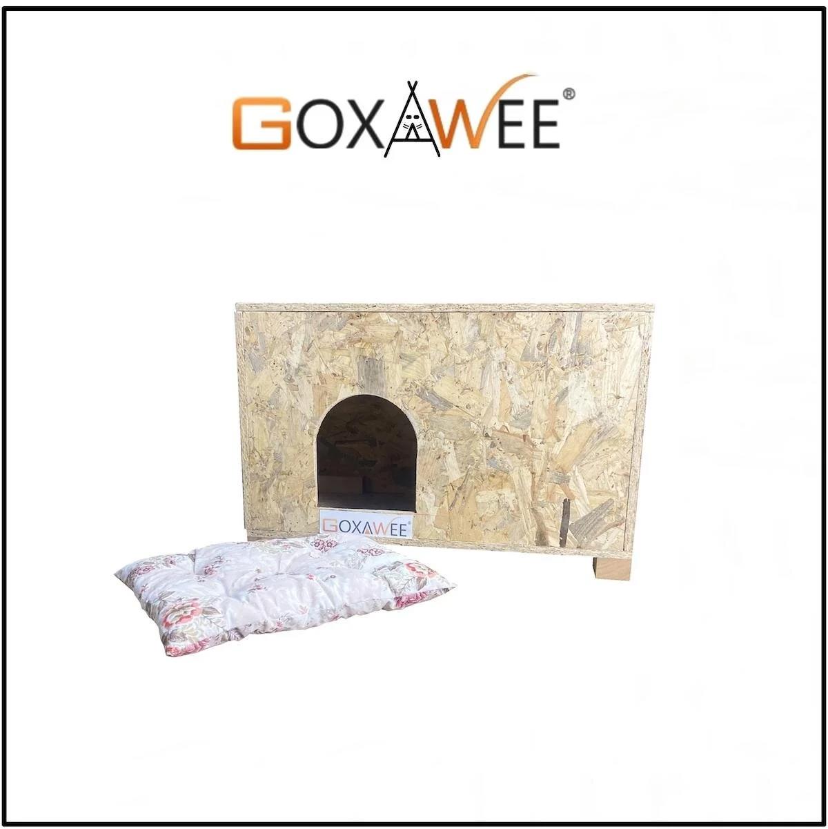 Goxawee Dikdörtgen Tek Katlı Dış Mekan Ahşap Kedi Evi Kahverengi
