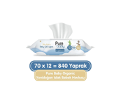 Pure Baby Pure Wipes Organic Yenidoğan 70 Yaprak 12'li Paket Islak Mendil