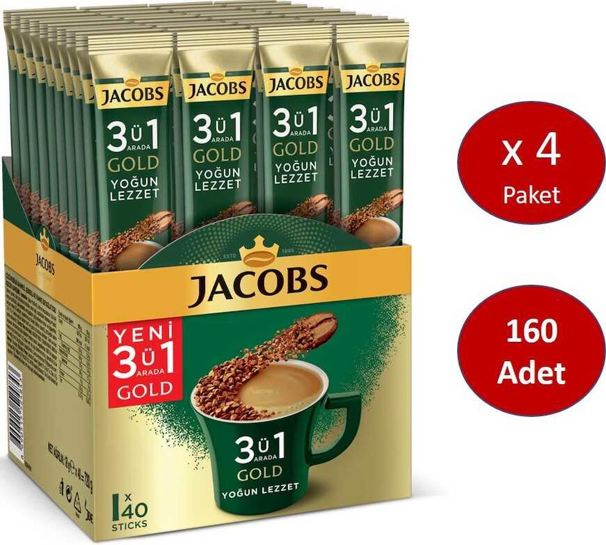 Jacobs Gold 3ü1 Arada Paket Granül Kahve 4x40 Adet