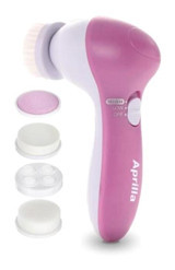 Aprilla Afm 2811 400 mAH Tüm Ciltler İçin 5 Başlıklı Fırçalı Pilli Titreşimli Yüz Temizleme Cihazı Pembe