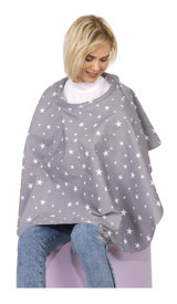 Sevi Bebe Art-6280 Pamuklu Yıldızlı Gri Emzirme Önlüğü Örtüsü