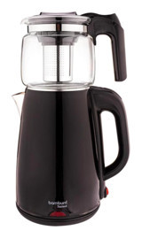 Bambum Tea Tech Cam Demlikli 1800 W Işıklı Plastik Gövdeli Siyah Çay Makinesi