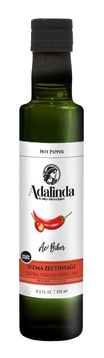 Adalinda Acı Biberli Soğuk Sıkım Cam Sızma Zeytinyağı 250 ml