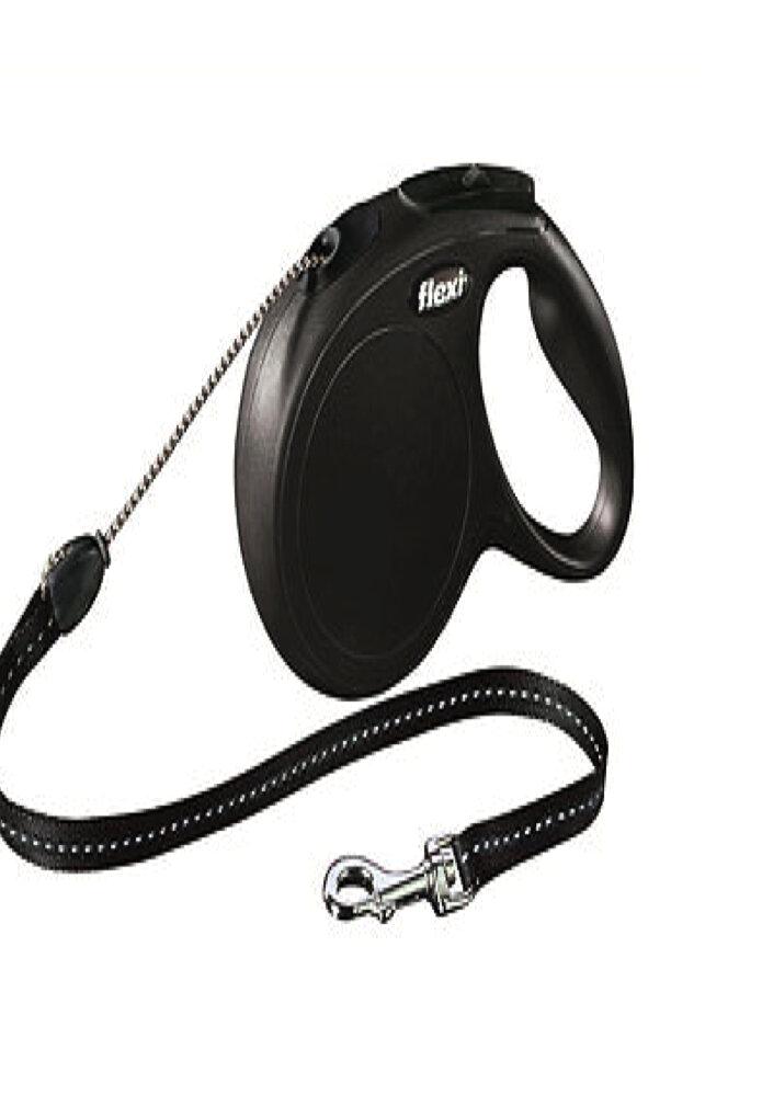 Flexi New Classic 8 m Makaralı Boyun Köpek Tasması Siyah