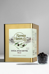 Nermin Hanım Zeytinliği Gemlik Tuzlu Sele Salamura Siyah Zeytin Teneke 10 kg